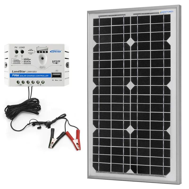 30w 5a solar charging kit acopower monocrystalline panel