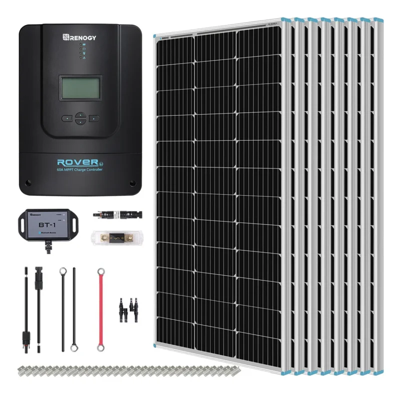 800w 12v monocrystalline solar kit with rover 60a charger controller