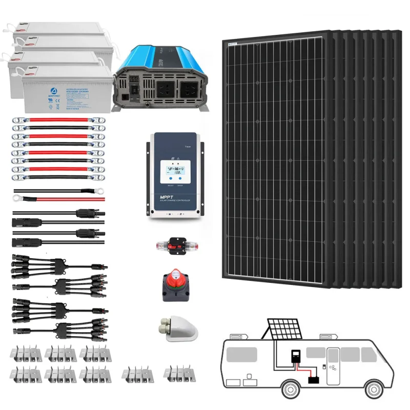 acopower 100w monocrystalline solar panel kit with 300ah lithium battery 1 5kw inverter