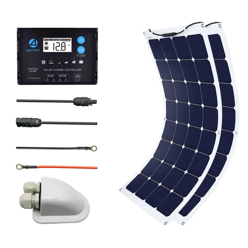 acopower 110w flex solar kit 220w 20a pwm charge controller