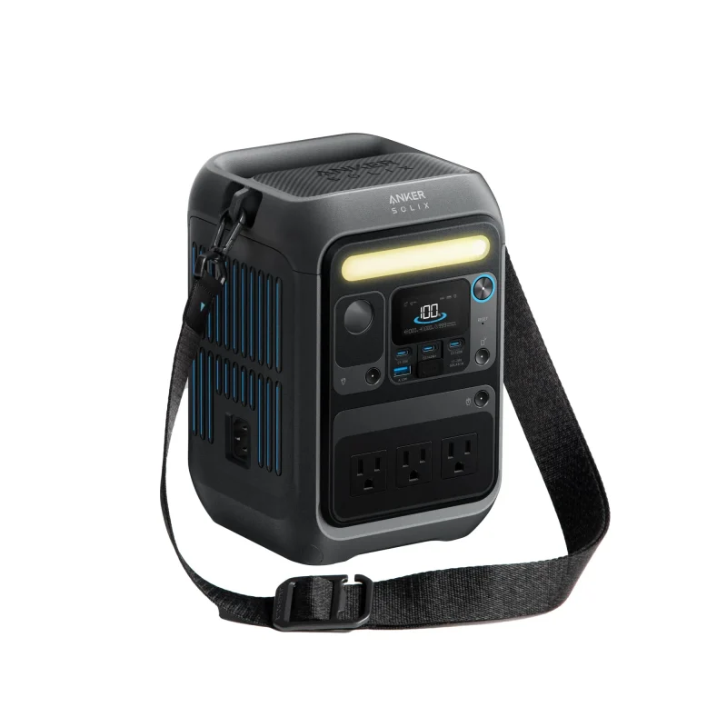 anker solix c300x 288wh portable power station with carry strap