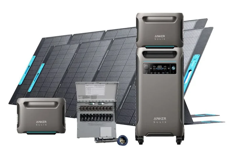 anker solix f3800 solar power station with 2 expansion batteries transfer switch kit 2x400w solar panels 11520wh total