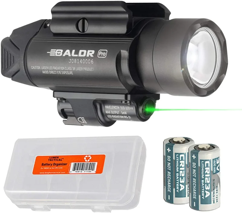 baldr pro tactical flashlight with green laser 1 350 lumens