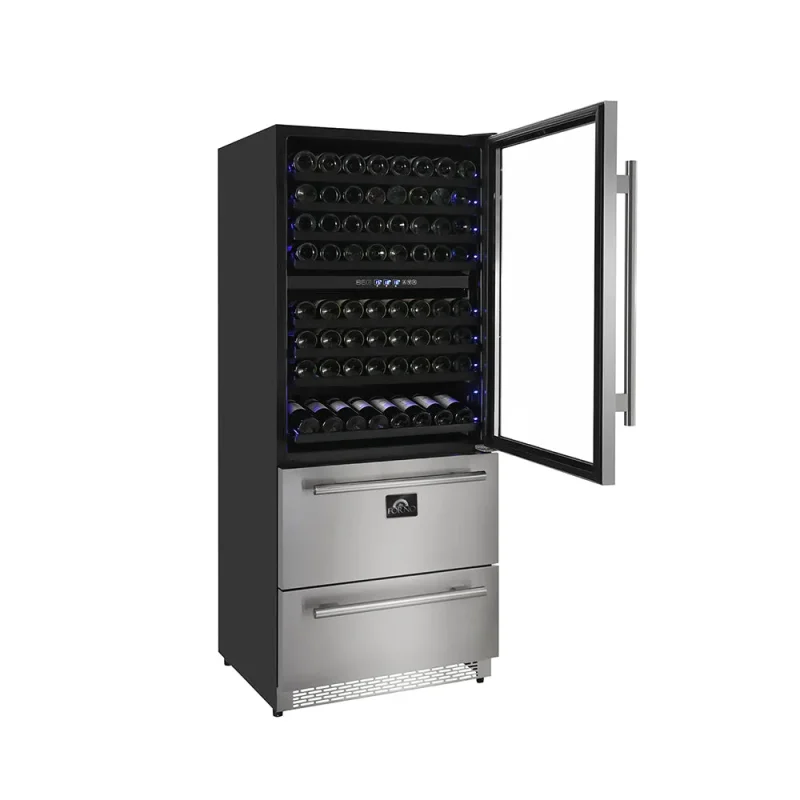 capraia triple temp wine cooler with dual zone fridge drawers