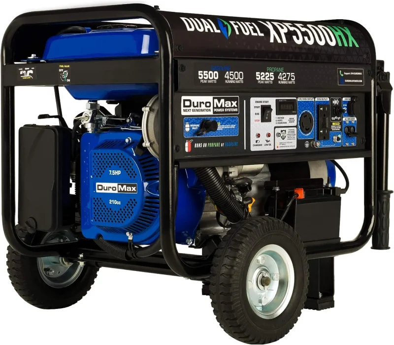 duromax xp5500hx 7 5 hp dual fuel generator 5 500 watts co alert grade a refurbished 50 state