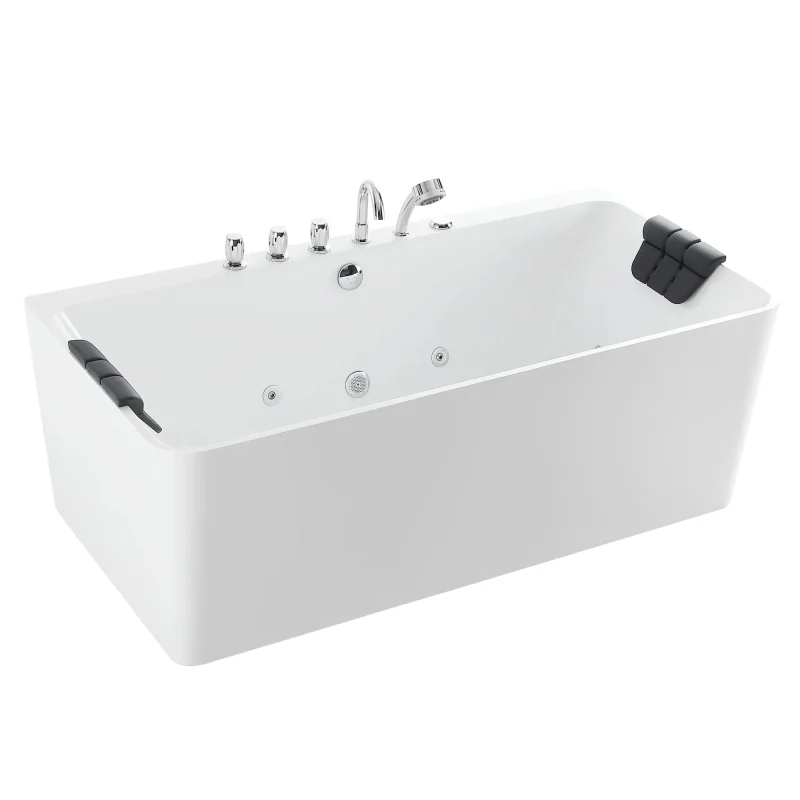 empava 67 whirlpool freestanding tub white acrylic empv 67ais03