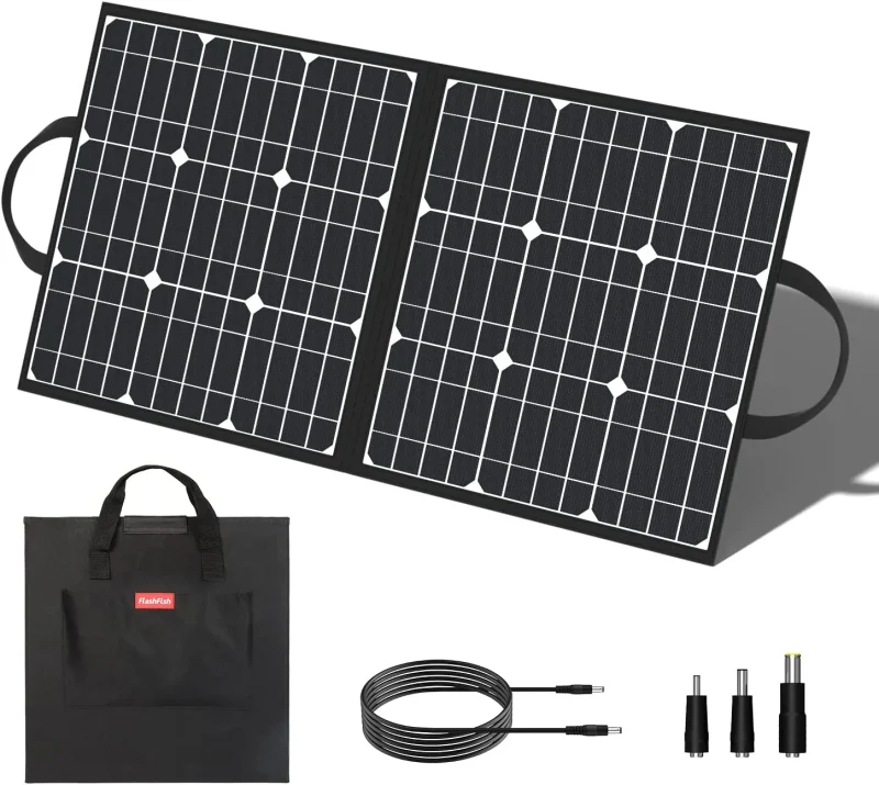 flashfish 50w portable solar panel 18v dc 5v usb output