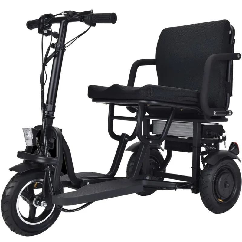 mototec 48v 700w dual motor folding electric trike black