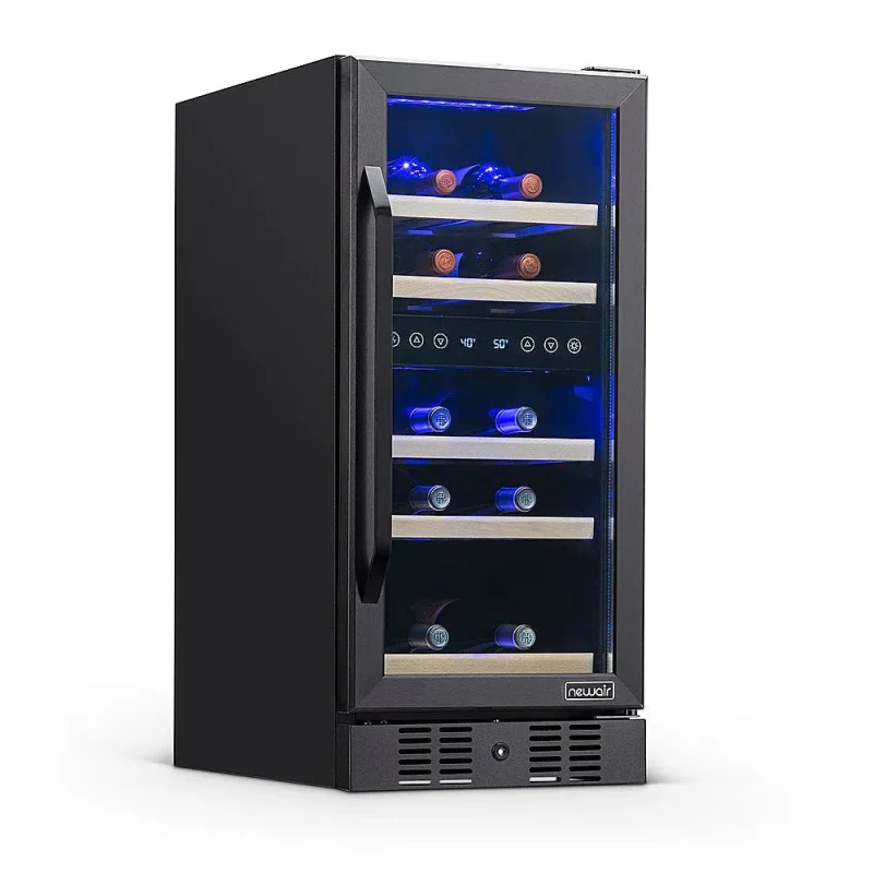 newair dual zone wine cooler with beech shelves 29 bottle capacity