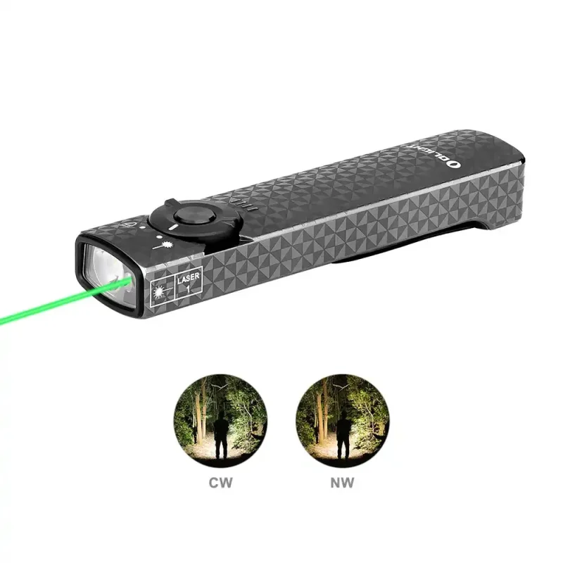 olight arkfeld flat flashlight green laser white light