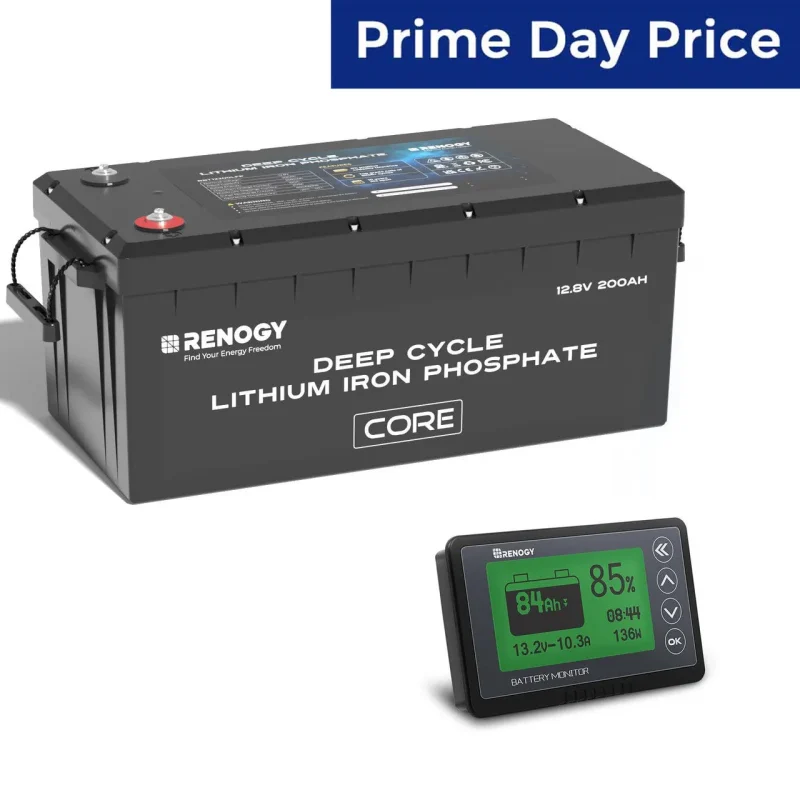 renogy 12v 200ah core lithium battery with rbm 500 monitor