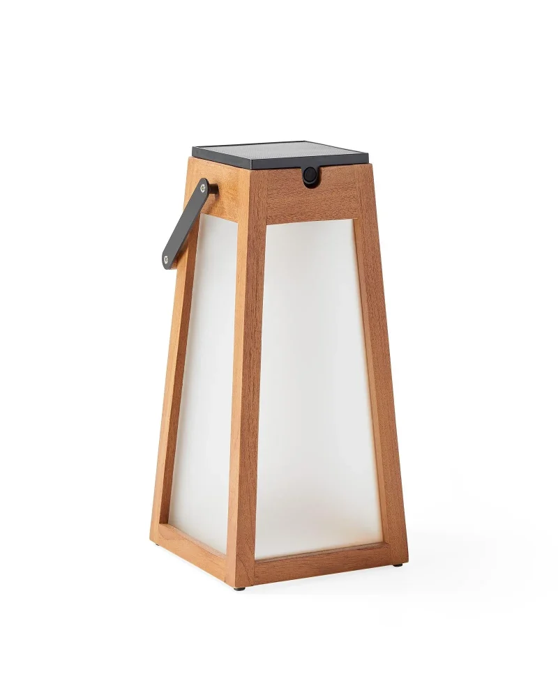 roam solar teak frosted lantern outdoor garden lighting