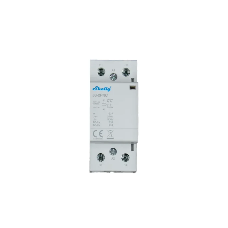 shelly 63a 2 pole din rail contactor 120v ac coil normally closed