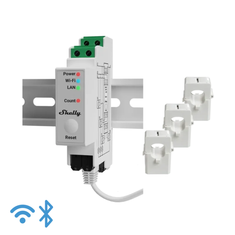 shelly pro 3em with 3x 120a clamps energy monitoring solution